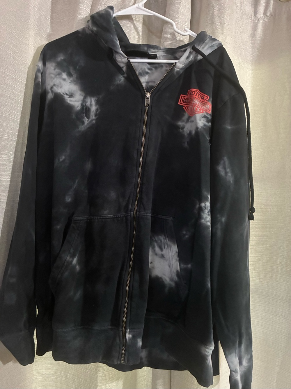 Harley-Davidson Black and White Tie-Dye Zip Hoodie